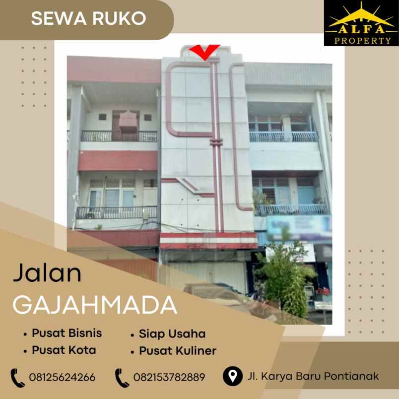 disewakan ruko jalan gajahmada kota pontianak