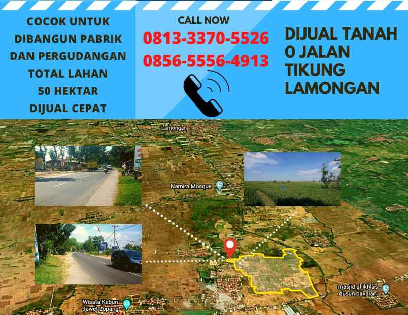 jual tanah cocok untuk pabrik di lamongan