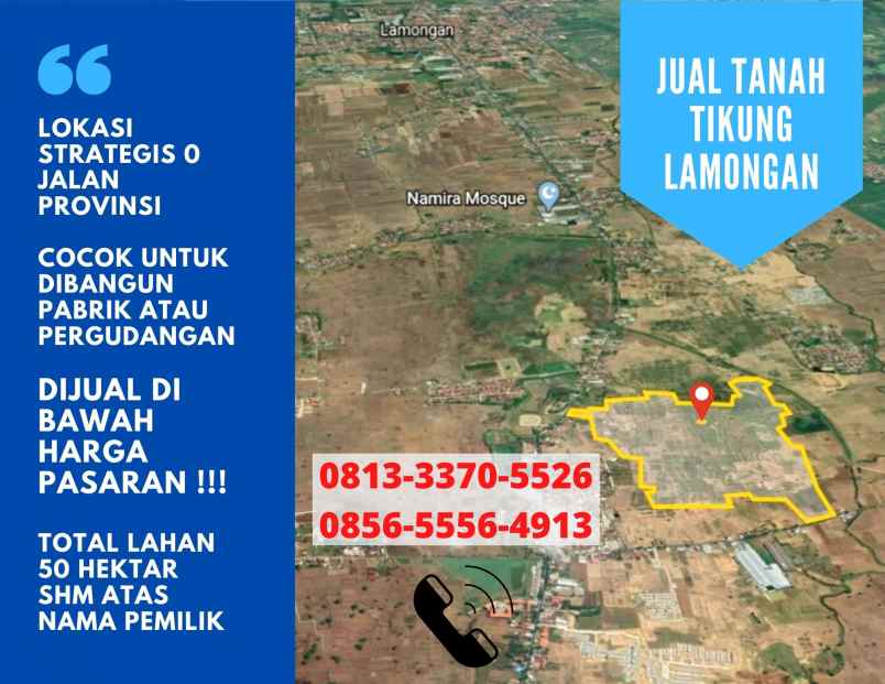 jual tanah cocok untuk pabrik di lamongan