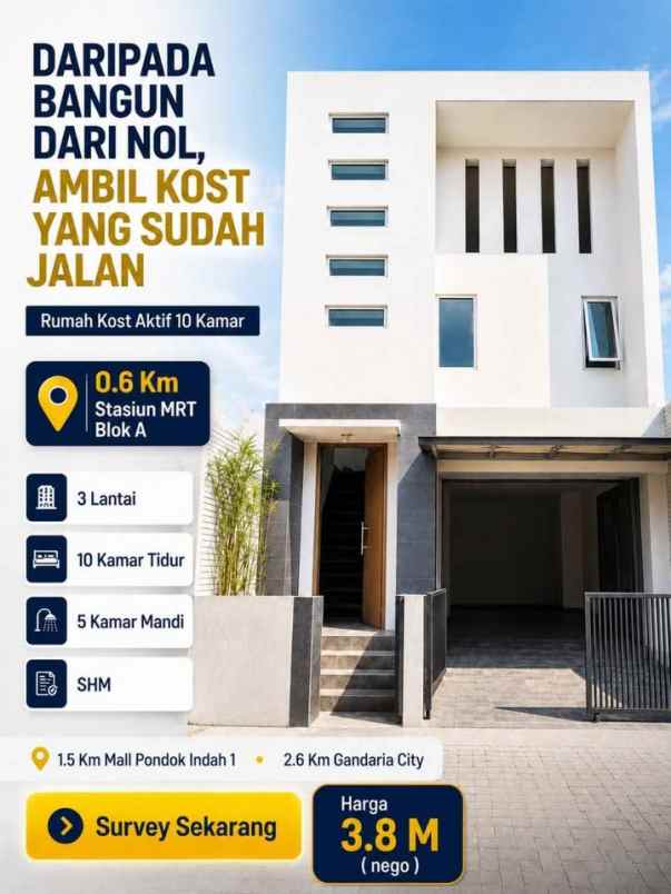 kos aktif dekat mrt investor wajib lirik