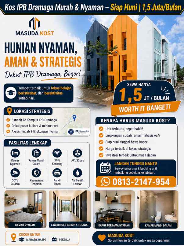 kosan dekat kampus ipb full furnished ac