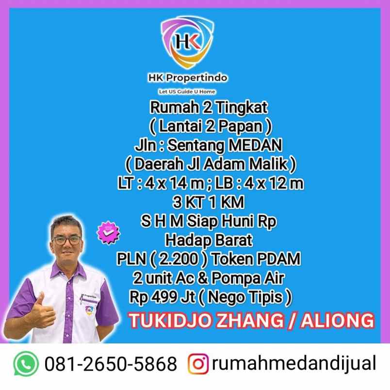 rumah 2 tingkat jln sentang petisah medan