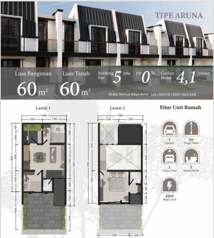 rumah cluster 2 lantai tanpa dp cuma 520 jutaan