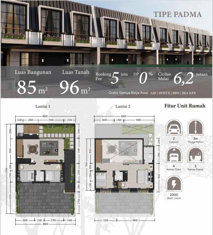 rumah cluster 2 lantai tanpa dp cuma 520 jutaan