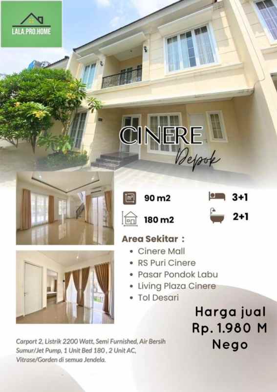 rumah manis tampak mewah di kawasan cinere depok