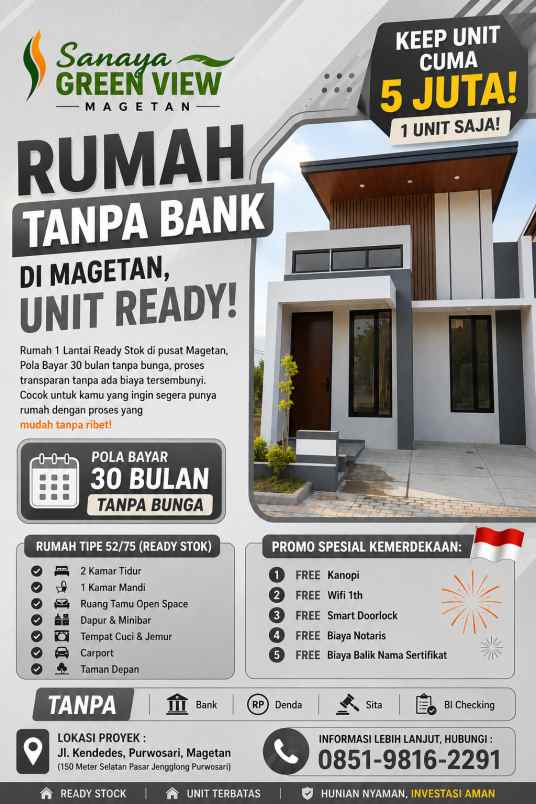 rumah tanpa bank di magetan unit ready