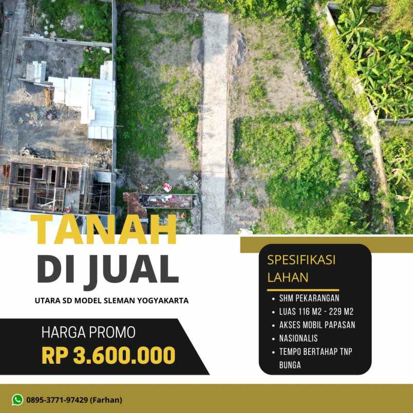 tanah pekarangan strategis utara sd model sleman