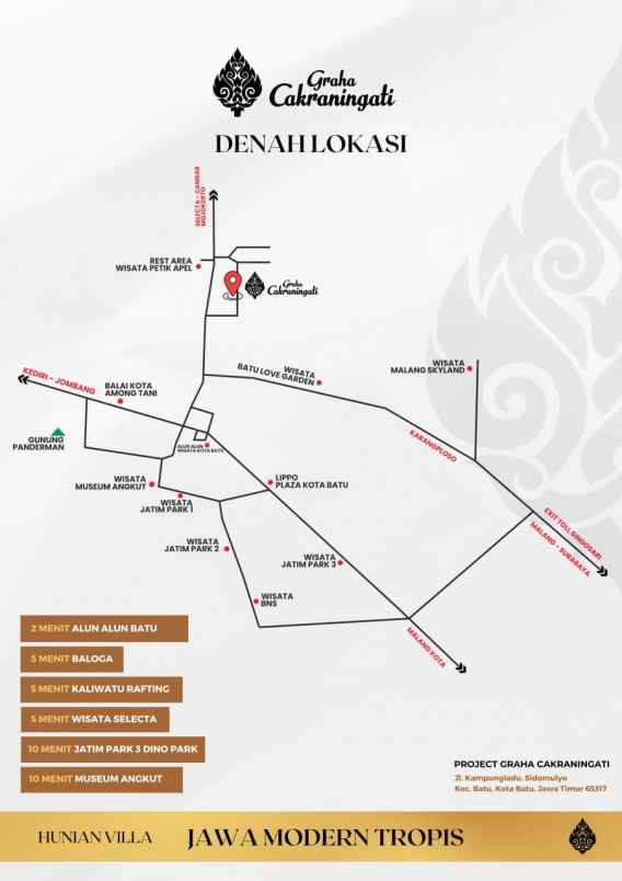 villa mewah dan strategis di graha cakraningati batu