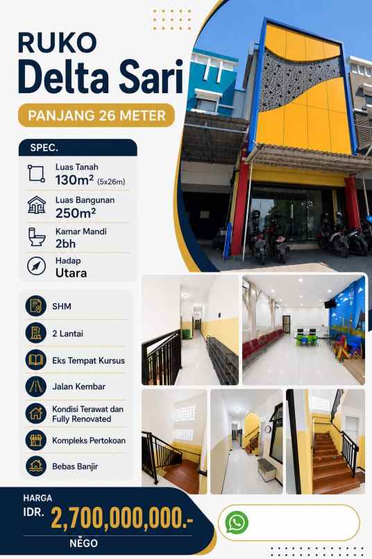 dijual ruko gudang kantor jalan delta sari