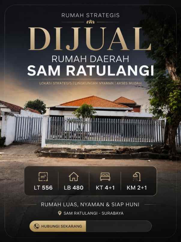 dijual rumah pusat kota jalan sam ratulangi