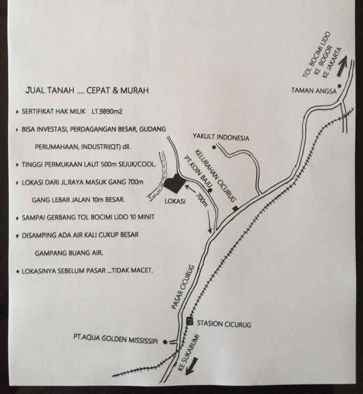 dijual tanah cicurug cimelati sukabumi