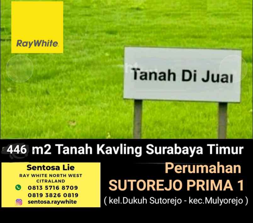 dijual tanah jalan sutorejo prima i