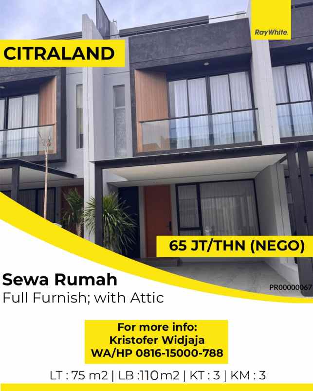 disewakan rumah citraland northwest