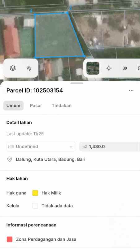 disewakan tanah gatsu barat