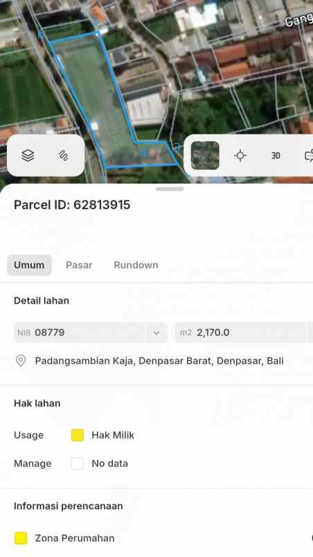 disewakan tanah gatsu barat