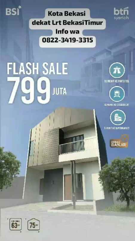 hunian strategis dekat stasiun lrt bekasi timur