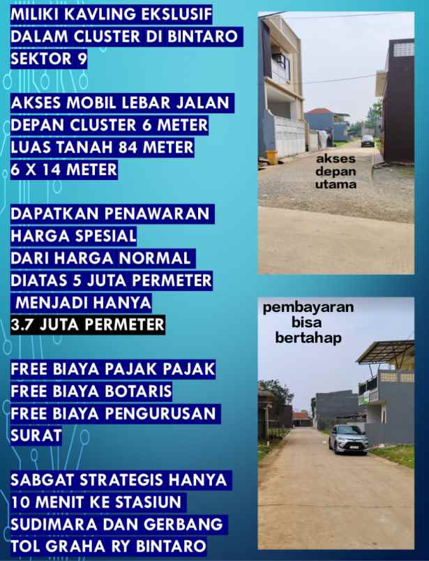 kavling murah dalam cluster di bintaro sektor 9