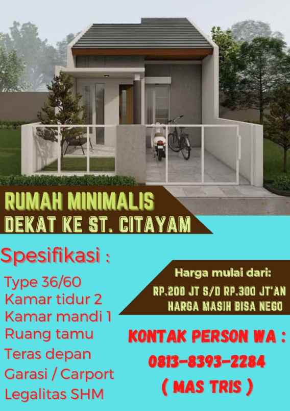 rumah cluster dekat dari stasiun citayam