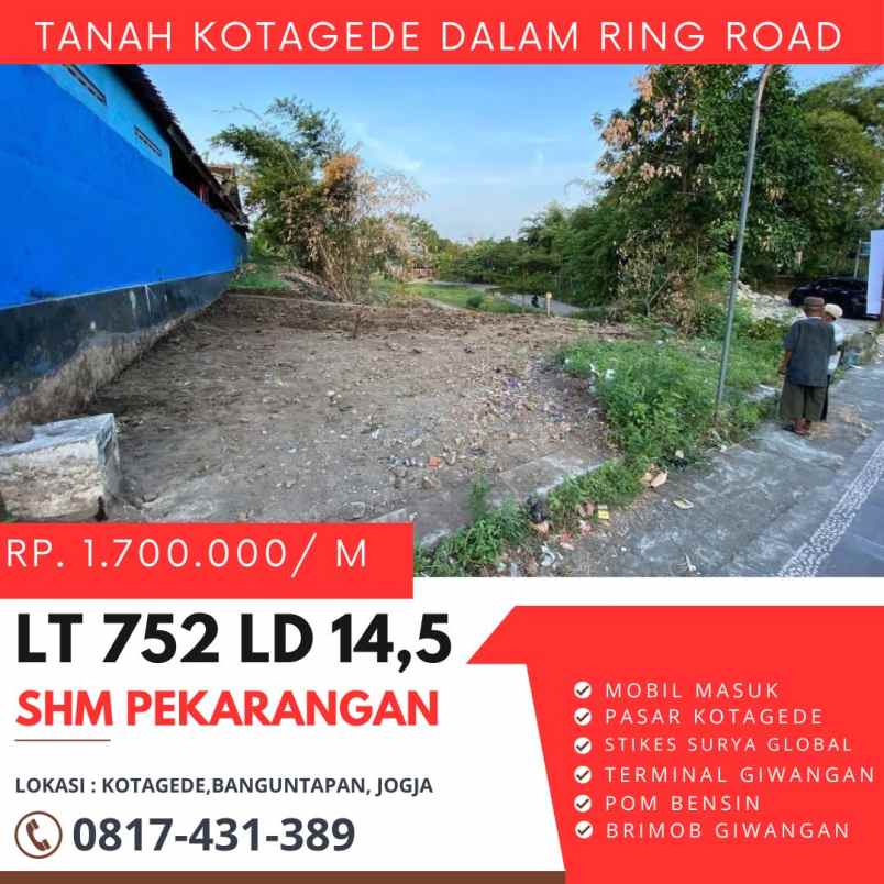 tanah dijual kotagede jogja dekat pasar