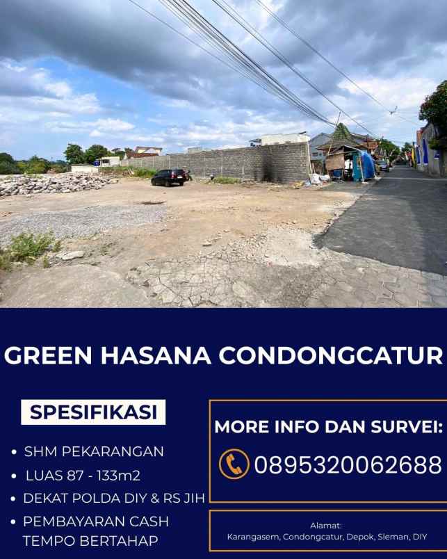 tanah murah di condongcatur 3 jutaan meter