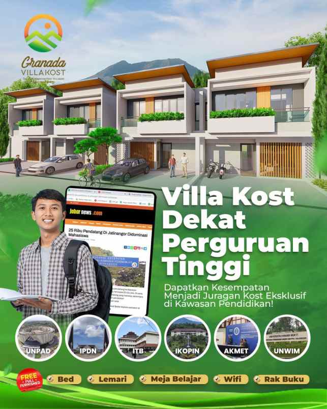 villa kost strategis dekat kampus