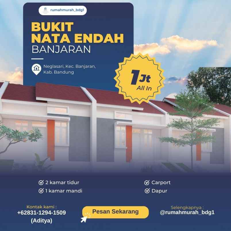 bukit nata endah rumah rasa villa promo 1 jt all in