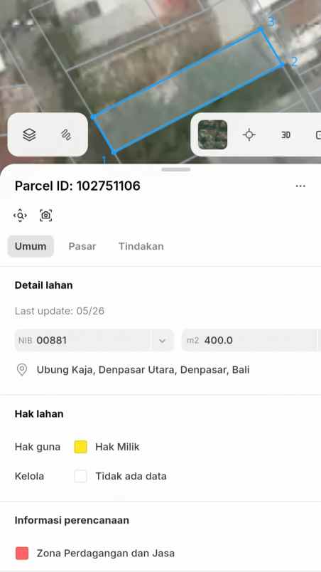 dijual 6 75 are jl ratna tonja denpasar utara