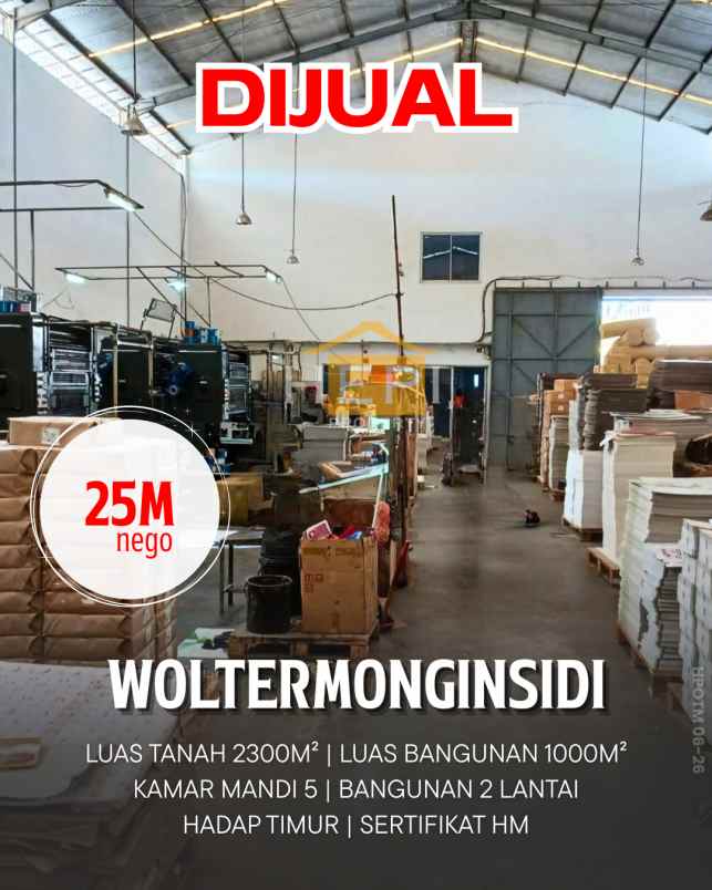 dijual gudang di woltermonginsidi semarang