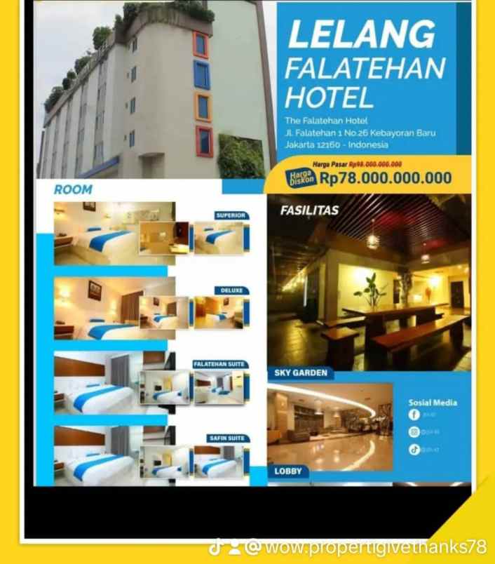 dijual lelang hotel kebayoran baru jakarta selatan