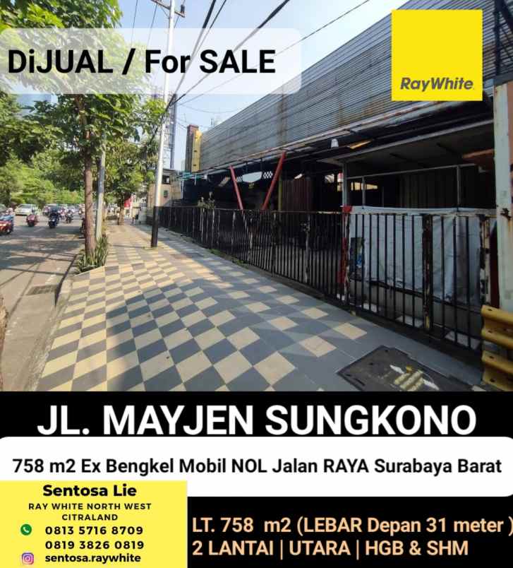 dijual ruko gudang kantor jalan mayjen sungkono