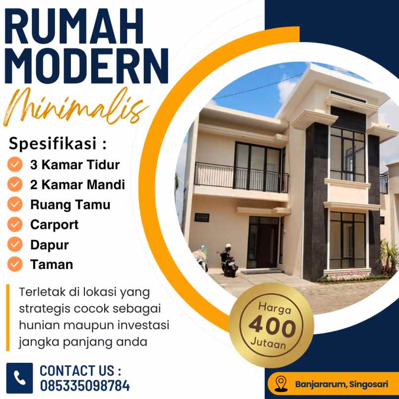 Rumah Modern 2 Lantai Lokasi Di Banjararum Singosari Malang