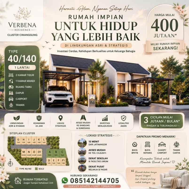 dijual rumah buah batu