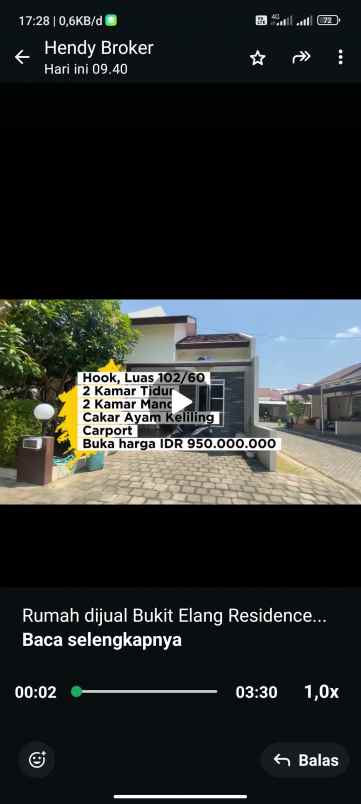 dijual rumah bukit elang recidency