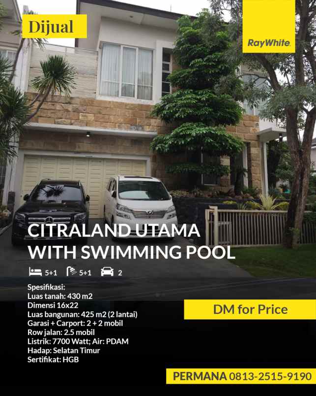 dijual rumah citraland raffles garden mewah hook