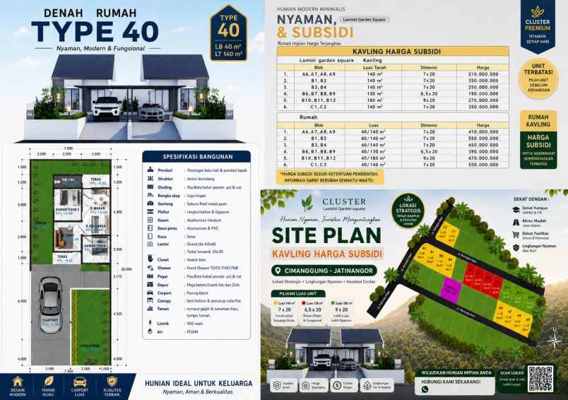 dijual rumah harga 400 jutaan one gate system