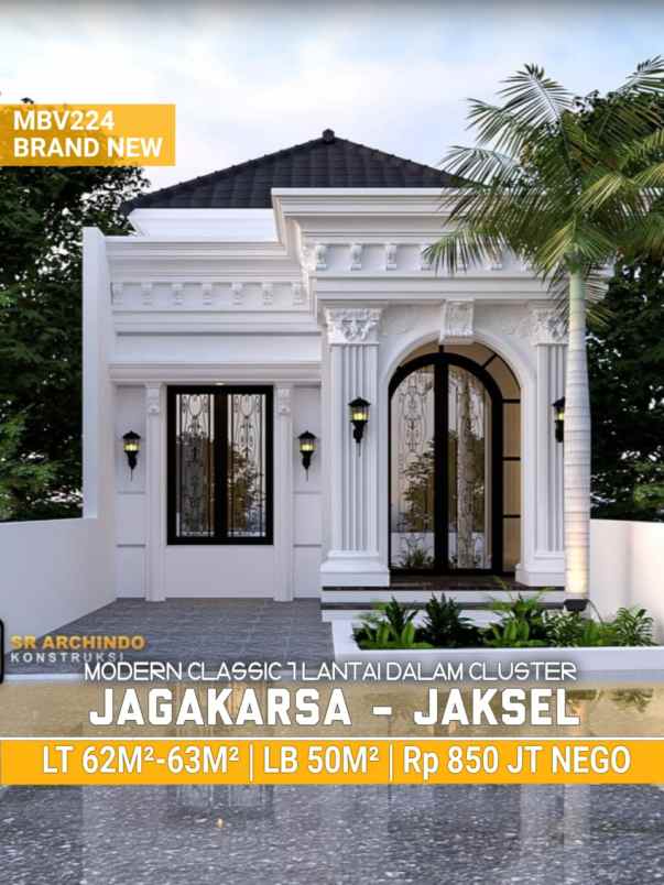 Rumah Modern Classic 1 Lantai Dalam Cluster Jagakarsa Jakarta Selatan