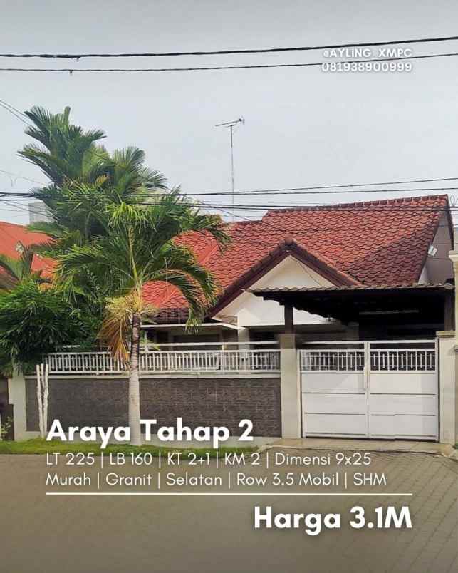 dijual rumah rumah araya tahap 2