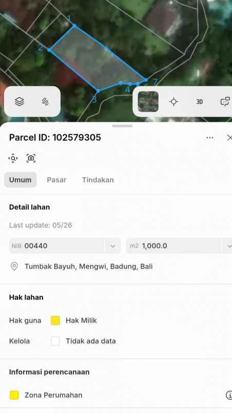 dijual tanah belakang terminal ubung