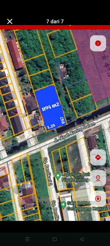 dijual tanah jalan nipah kuning dalam