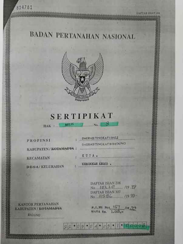 dijual tanah jl gunung tangkuban perahu