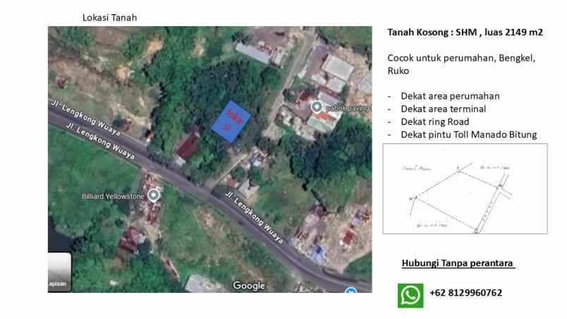dijual tanah jl lengkong wuaya