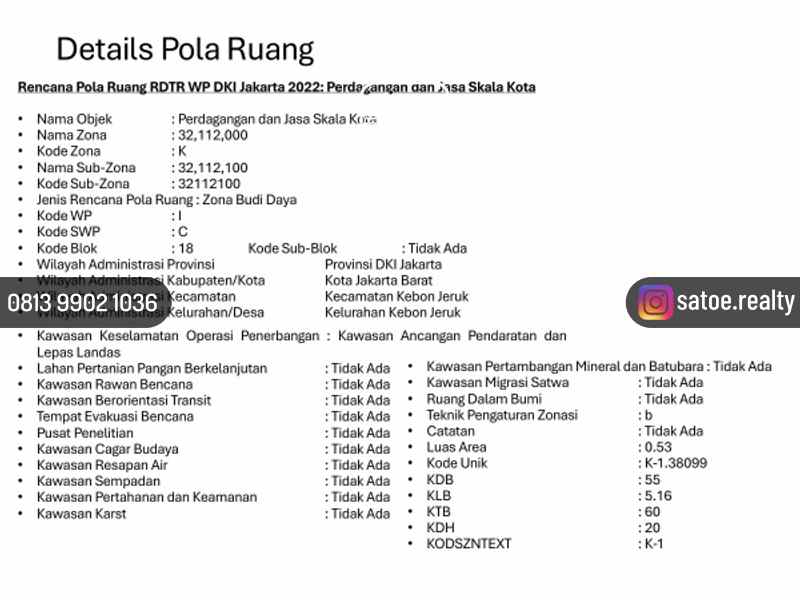 dijual tanah jl perjuangan kebon jeruk