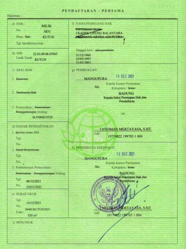 dijual tanah poltek stp bali