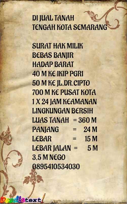 dijual tanah tengah kota semarang