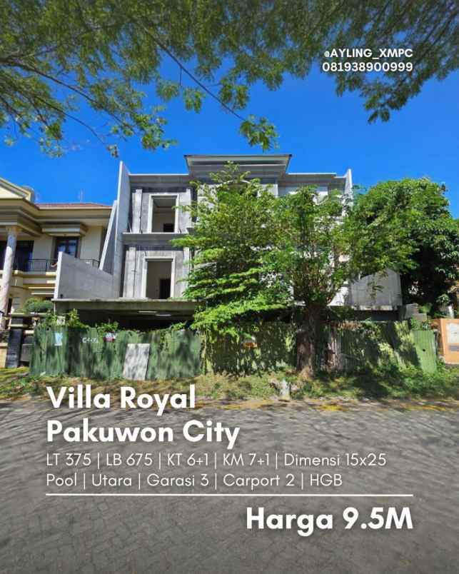 dijual villa rumah villa royal pakuwon city