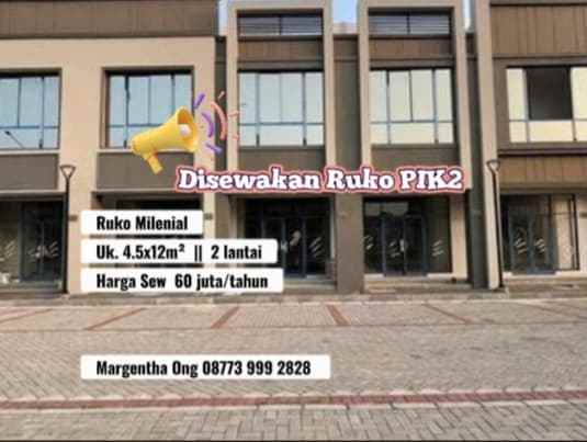 disewakan ruko milenial pik 2 lantai