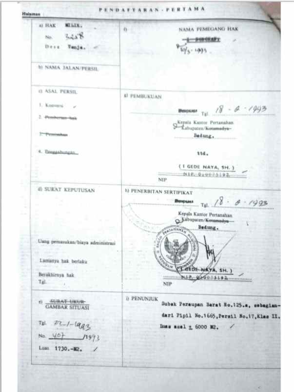 disewakan tanah gatsu tengah