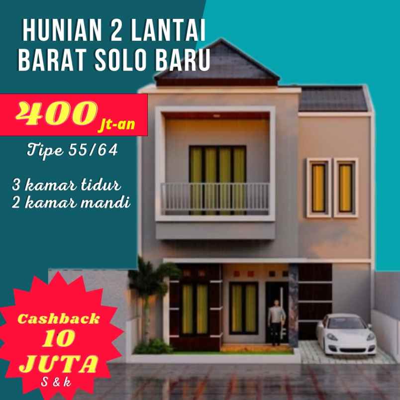 promo rumah murah dua lantai dekat solobaru