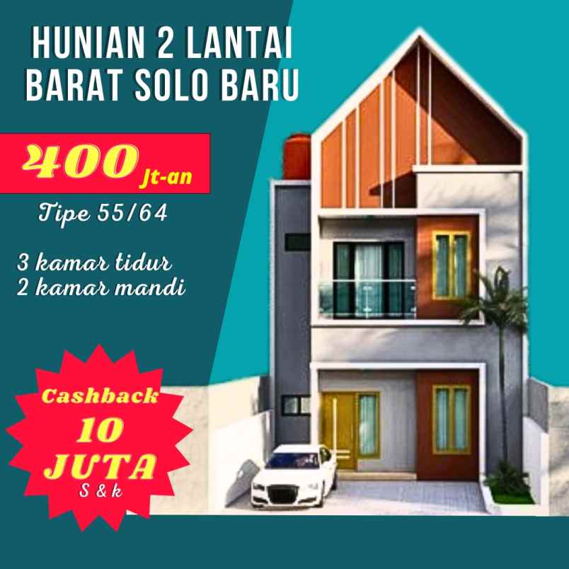 promo rumah murah dua lantai dekat solobaru