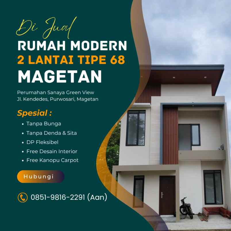 rumah 2 lantai di magetan 400 jt tipe 68 free shm